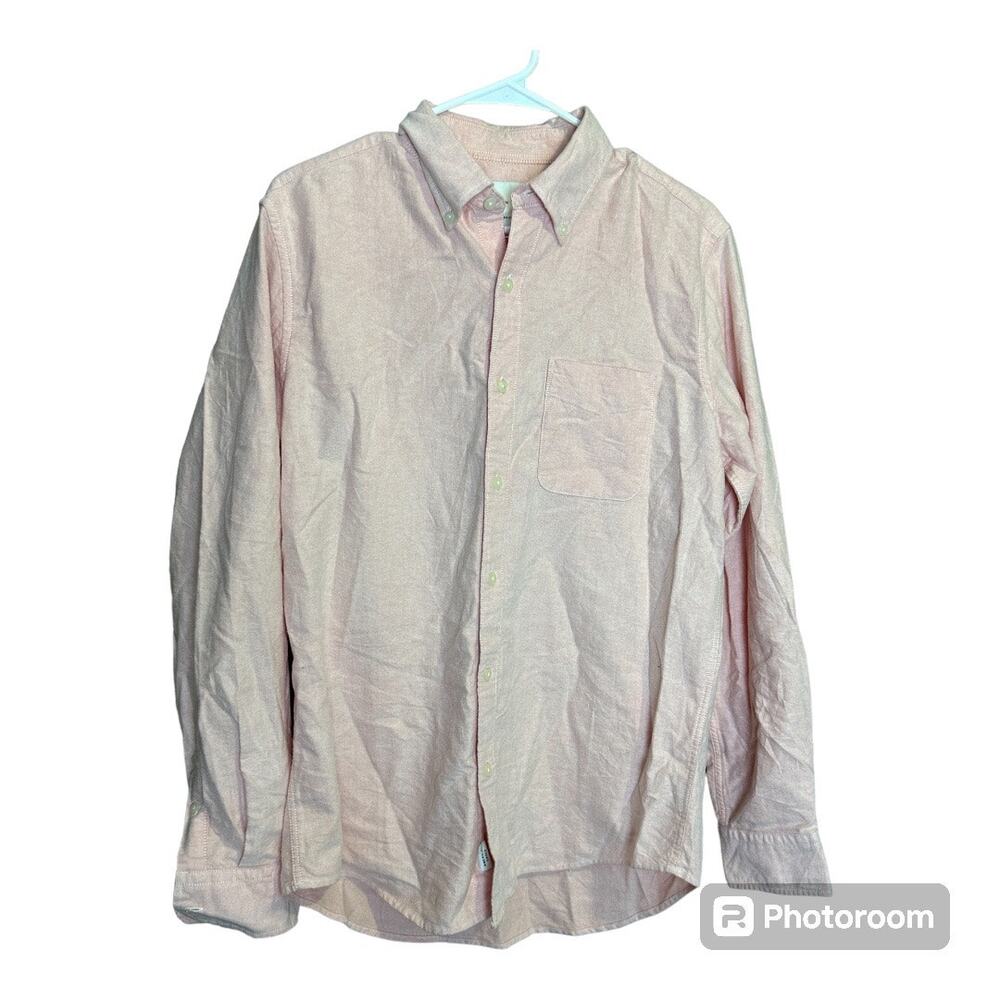 American Eagle Long Sleeve Button Down Shirt Size Medium Pink 100% Cotton‎